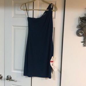 Beautiful slate blue one shoulder dress